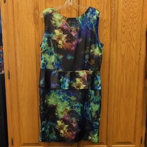 Elegant Multicolor Peplum Midi Dress